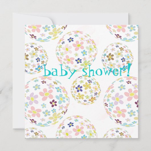 Invitation Bulles florales du Baby shower (Devant)