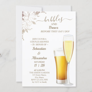 Invitation Bulles florales et brasse Couples Douche Invitatio