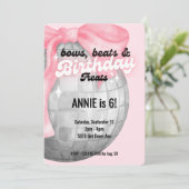 Invitation Bulles Lettres Pink Bow Disco Ball Anniversaire (Debout devant)