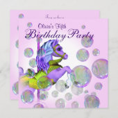 Invitation Bulles roses Carousel Pony Girls Anniversaire (Devant / Derrière)