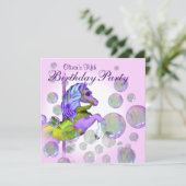Invitation Bulles roses Carousel Pony Girls Anniversaire (Debout devant)