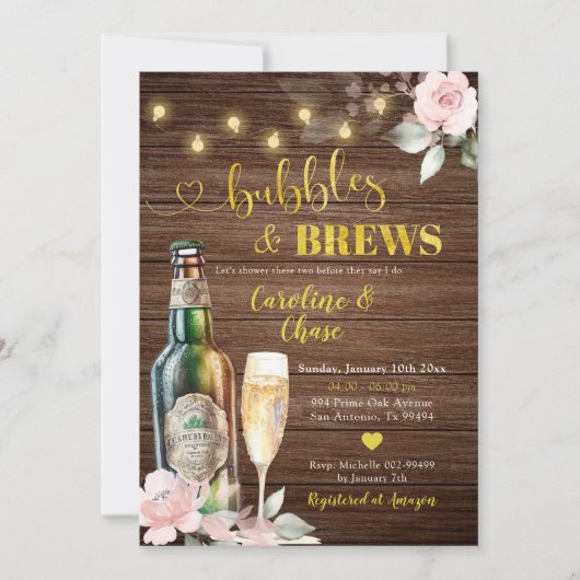 Invitation Bulles rustiques et brasse Couples Douche (Devant)