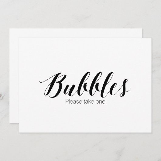 Invitation "Bulles s'il vous plaît, prenez-en une" Panneau de (Devant / Derrière)