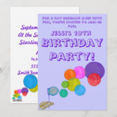 Invitation Bulles soufflantes (Arc-en-ciel) (Anniversaire) (Devant / Derrière)