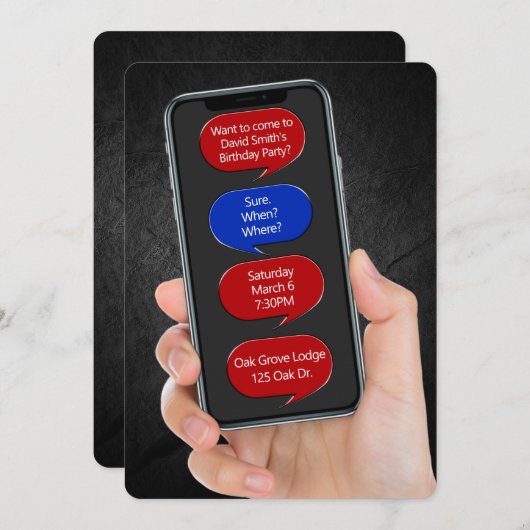 Invitation Bulles textuelles pour message de fête d'anniversa (Devant / Derrière)