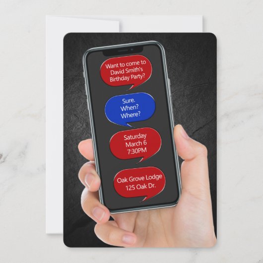 Invitation Bulles textuelles pour message de fête d'anniversa (Devant)