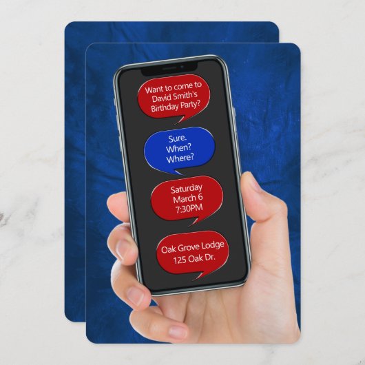 Invitation Bulles textuelles pour message de fête d'anniversa (Devant / Derrière)