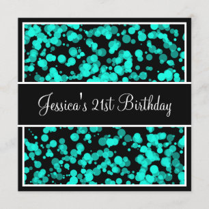 Invitation Bulles turquoises noir et blanc de fête