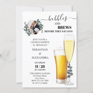Invitation Bulles vertes et brasse Couples Douche Invitati