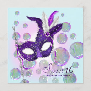 Invitation Bulles violettes et bleues sarcelle pour un doux s