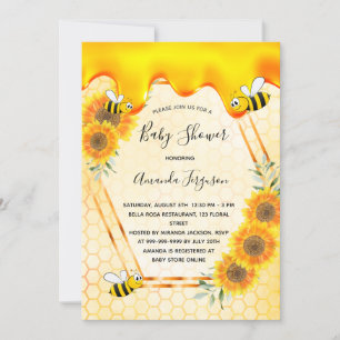 Invitation Bumble abeilles tournesol maman à être baby shower