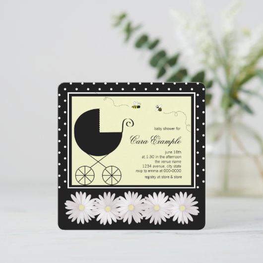 Invitation Bumble Bee Baby shower (Debout devant)