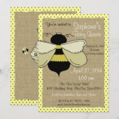 Invitation Bumble Bee et Burlap Fête des mariées (Devant / Derrière)