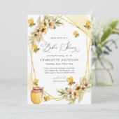 Invitation Bumble Bee Jaune Baby shower de cadre Floral (Debout devant)