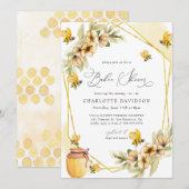Invitation Bumble Bee Jaune Baby shower de cadre Floral (Devant / Derrière)