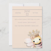 Invitation Bumble Bee mignonne avec couronne | Rose pâle | Iv (Dos)