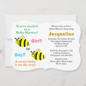 Invitation Bumble Bee Pink Blue Rattles Baby Shower (Devant)
