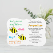 Invitation Bumble Bee Pink Blue Rattles Baby Shower (Debout devant)