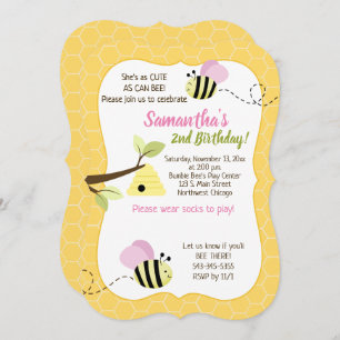 Invitation Bumble Bee Rose Girl N'importe quel âge Anniversai