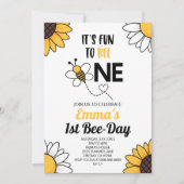 Invitation Bumble Bee Sunflowers Premier anniversaire fête (Devant)