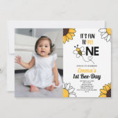 Invitation Bumble Bee Sunflowers Premier anniversaire fête (Devant)