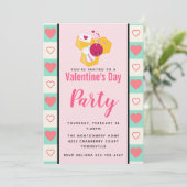 Invitation Bumble rose mignon Bee Valentine's Party (Debout devant)