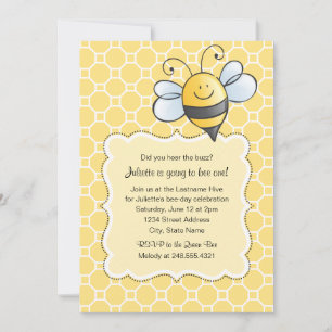 Invitation Bumblebebe Jaune Mignonne Première fête d'annivers