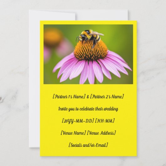 Invitation Bumblebebe mou sur Mariage de confleur violet (Devant)