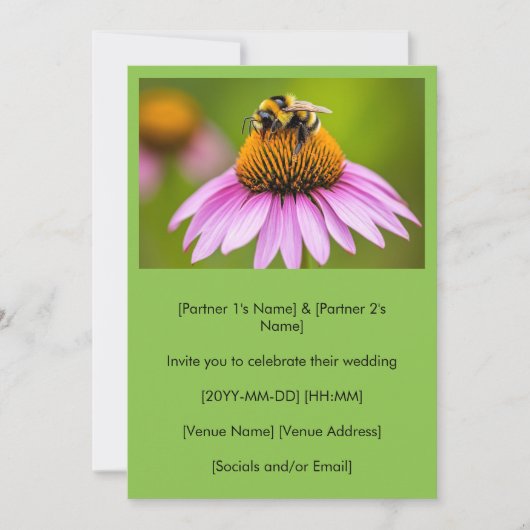 Invitation Bumblebebe mou sur Mariage de confleur violet (Devant)