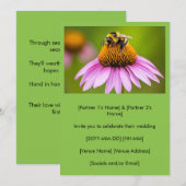 Invitation Bumblebebe mou sur Mariage de confleur violet (Devant / Derrière)