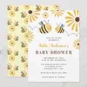 Invitation Bumblebee chic et Baby shower de tournesol (Devant / Derrière)