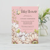 Invitation Bumblebee Florals Baby Rose Douche (Debout devant)