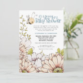 Invitation Bumblebee Florals Turquoise Drive à travers le Bab (Debout devant)