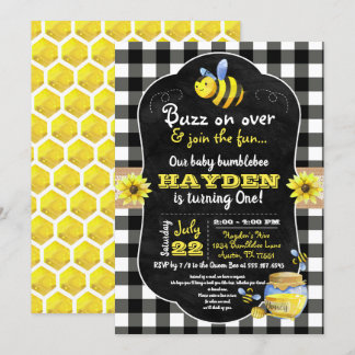 Invitation Bumblebee Honey Comb Sweet Baby Premier anniversai