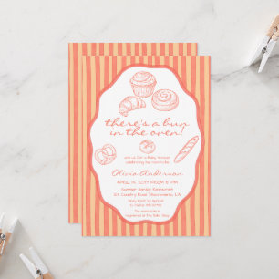 Invitation Bun au four rayures roses Baby Shower
