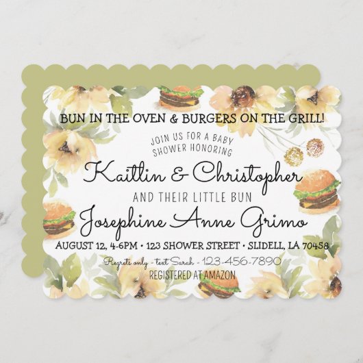 Invitation Bun dans le four et burgers sur le grill (Devant / Derrière)