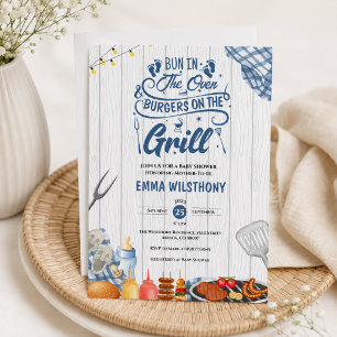 Invitation Bun dans le four et grillade de burgers Fête préna