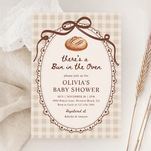 Invitation Bun in the Oven Gingham Sourdough Baby Shower