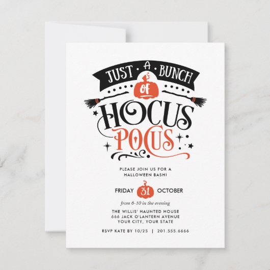 Invitation Bunch Hocus Pocus Halloween Bash Party DIGITAL (Devant)