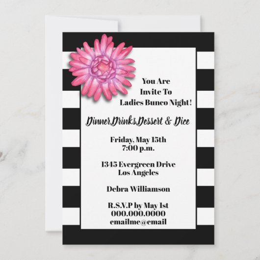 Invitation Bunco Bunko Décembre Fête (Dos)