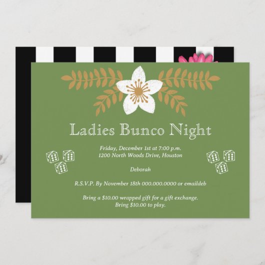 Invitation Bunco Bunko Décembre Fête (Devant / Derrière)