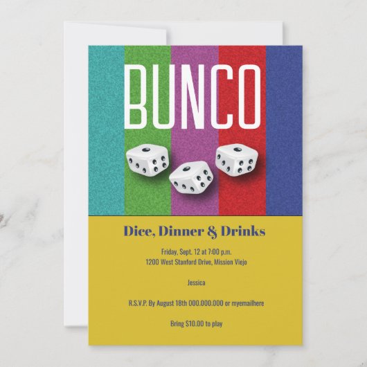 Invitation Bunco Dice (Devant)