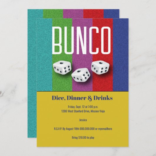 Invitation Bunco Dice (Devant / Derrière)