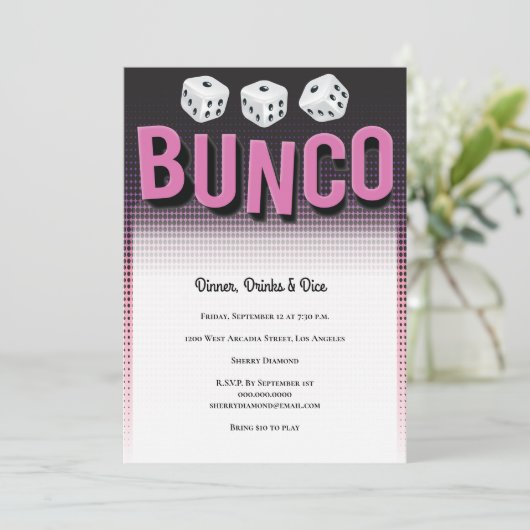 Invitation Bunco Dice (Debout devant)