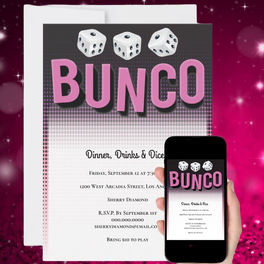 Invitation Bunco Dice