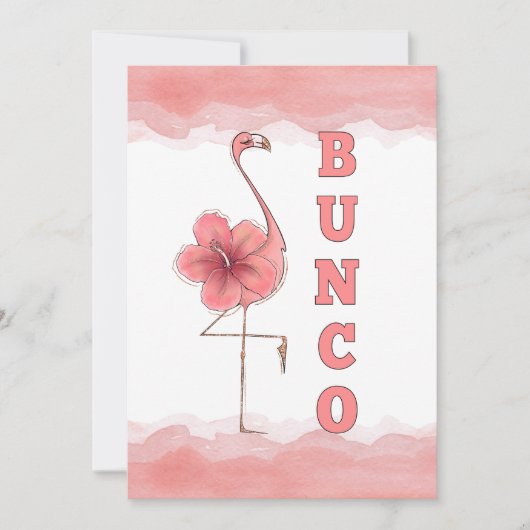 Invitation Bunco Game Girls Night Out Flamant rose Tropical R (Devant)
