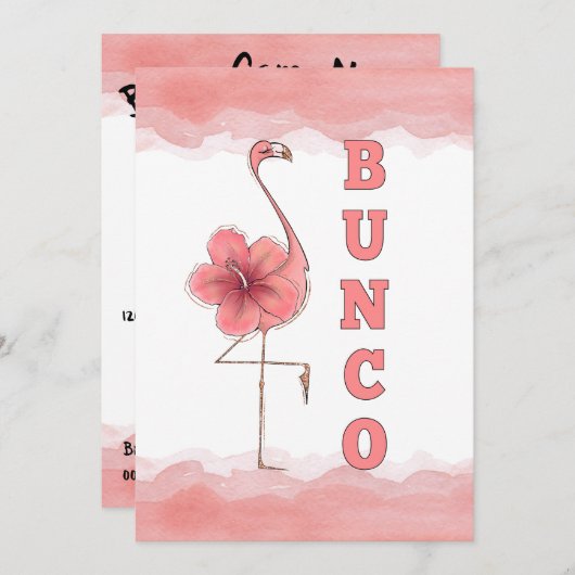Invitation Bunco Game Girls Night Out Flamant rose Tropical R (Devant / Derrière)