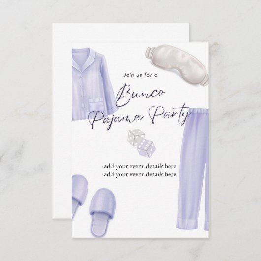 Invitation bunco pajama party (Devant / Derrière)