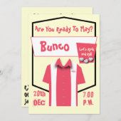 Invitation Bunco Retro Pink Hipster Bowling Rockabilly (Devant / Derrière)