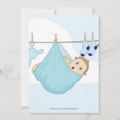 Invitation Bundle Bébé Bleu Sur Baby shower Clothesline (Dos)